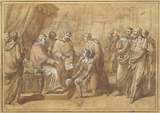 VINCENZO CAMUCCINI (attr. to), Bramante, Raphael and the Pope Julius II, pen, wash, heightened with white
